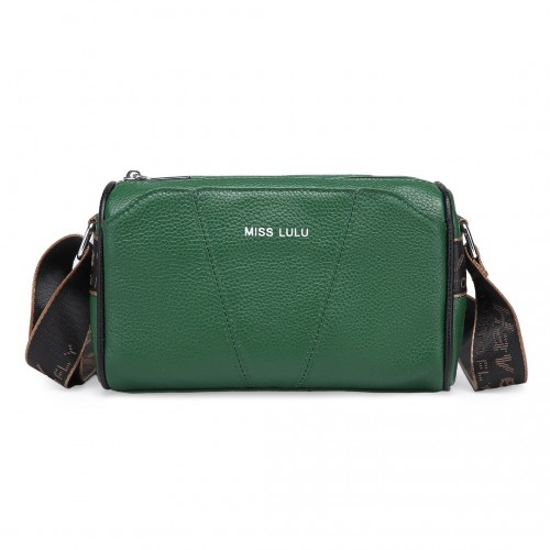 Miss Lulu Wide Strap Genuine Leather Crossbody Bag - Green | Elegant & Versatile - BEYRUN