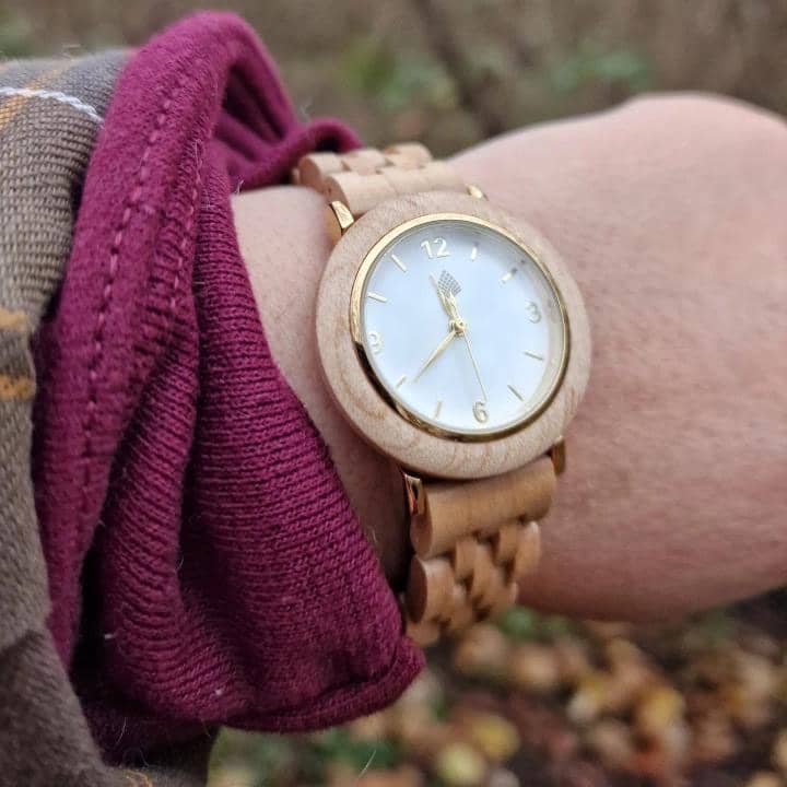 The Birch Watch - Handcrafted Upcycled Wooden Timepiece with Gold Accents | Eco-Friendly, Unique, and Stylish - BEYRUN