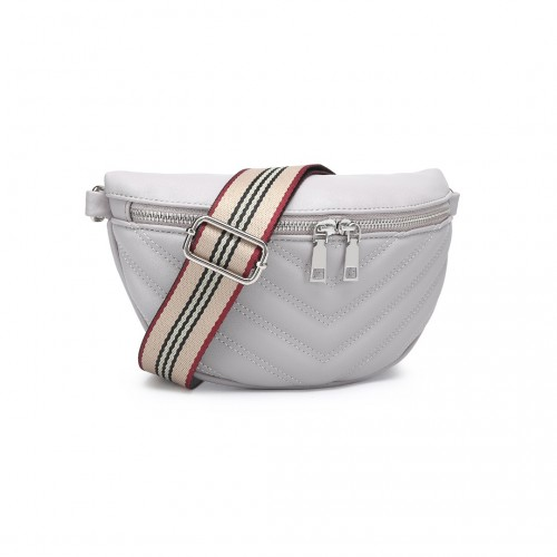 Miss Lulu Wide Strap Bum Bag - Lightweight & Adjustable Waist Bag in Grey - BEYRUN