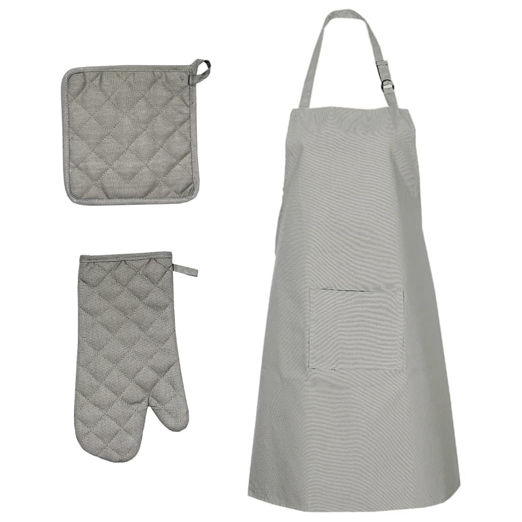 vidaXL 15 Piece Grey Cotton Kitchen Essentials Towel Set with Oven Gloves & Pot Holders - BEYRUN