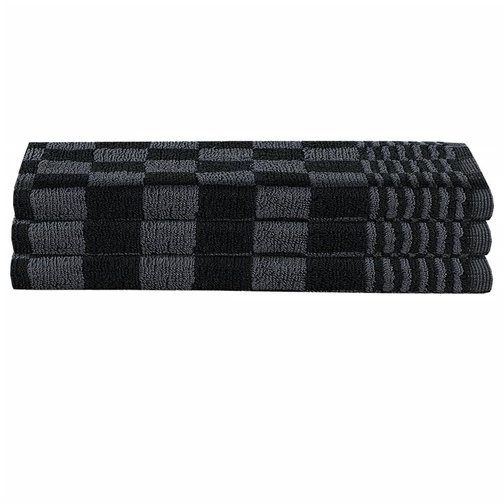 vidaXL 15 Piece Black Cotton Towel Set with Oven Gloves & Pot Holders - Perfect for Kitchens, Hotels & Restaurants - BEYRUN