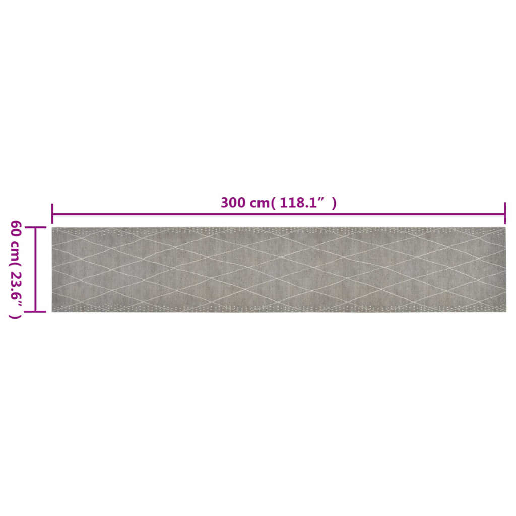 vidaXL Washable Velvet Kitchen Rug - 60x300 cm Rhombus Pattern, Soft & Durable - BEYRUN