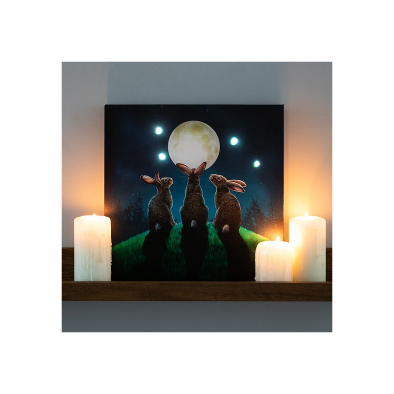 Moon Shadows Light Up Canvas Plaque by Lisa Parker - Illuminate Your Space with Mystical Art - BEYRUN