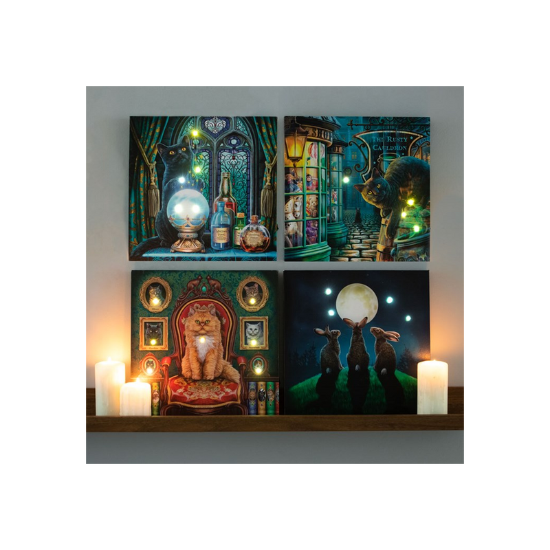 Moon Shadows Light Up Canvas Plaque by Lisa Parker - Illuminate Your Space with Mystical Art - BEYRUN