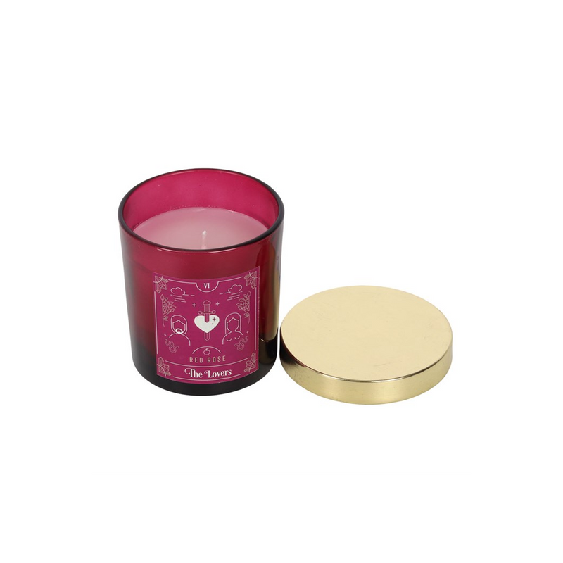 The Lovers Red Rose Tarot Candle - Exquisite Design with Calming Red Rose Fragrance - BEYRUN