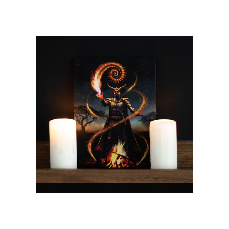 19x25cm Fire Element Wizard Canvas Plaque by Anne Stokes - BEYRUN