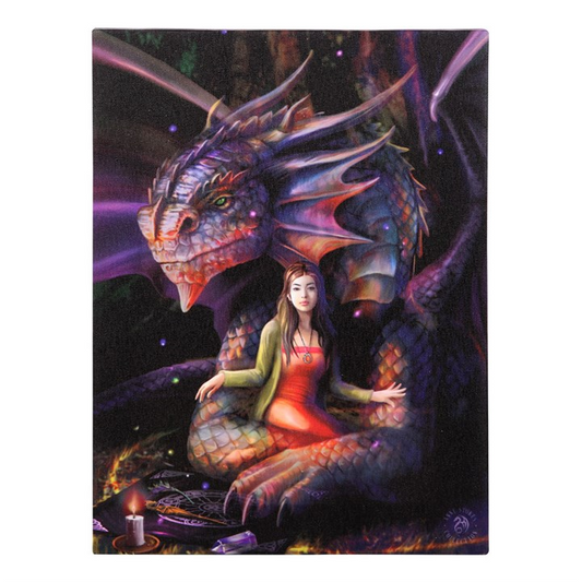 19x25cm Spirit Dragon Canvas Plaque by Anne Stokes - BEYRUN