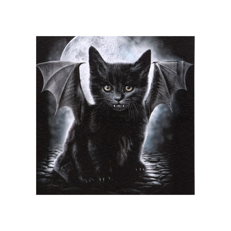 19x25cm Bat Cat Canvas Plaque by Spiral Direct - BEYRUN