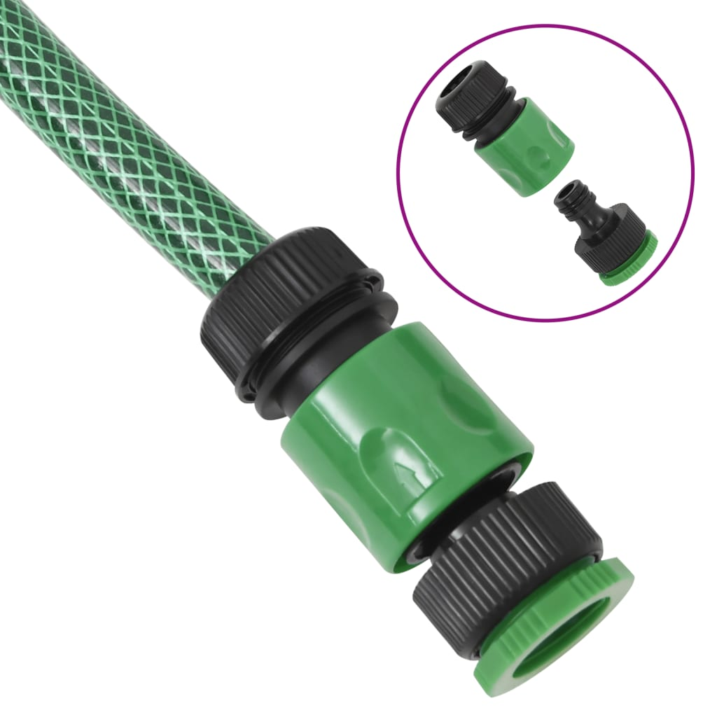 vidaXL 20m Green Garden Hose with 4-Piece Fitting Set - Durable PVC, 0.5" Inner Diameter for Efficient Irrigation - BEYRUN