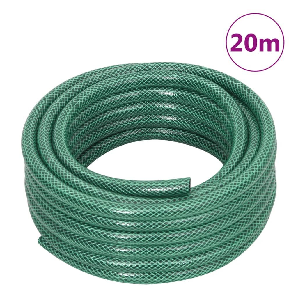 vidaXL 20m Green Garden Hose with 4-Piece Fitting Set - Durable PVC, 0.5" Inner Diameter for Efficient Irrigation - BEYRUN