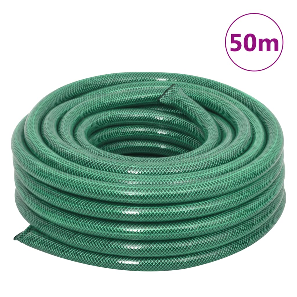 vidaXL 50m Garden Hose - Durable PVC, UV Resistant, 0.75" Inner Diameter, 3-Layer Reinforced Fabric, Green - BEYRUN