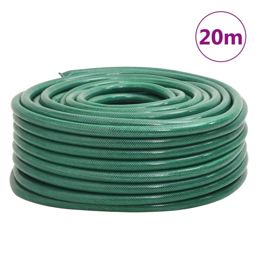 vidaXL 20m Garden Hose - 1" Green PVC, 3-Layer Reinforced Fabric, Twist Resistant & Durable - BEYRUN