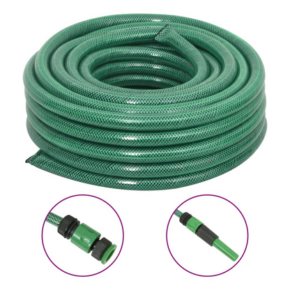 vidaXL 20m Garden Hose with Fitting Set | Durable & Flexible 0.75" PVC Green Hose for Efficient Irrigation - BEYRUN