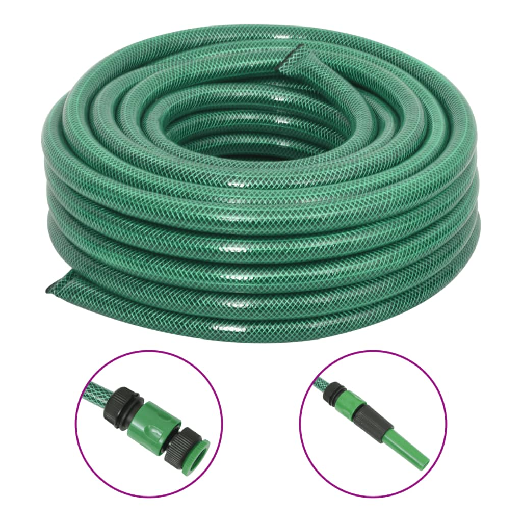 Durable vidaXL Garden Hose with Fitting Set - 50m Green, 0.75" Diameter, Long-lasting PVC Construction - BEYRUN