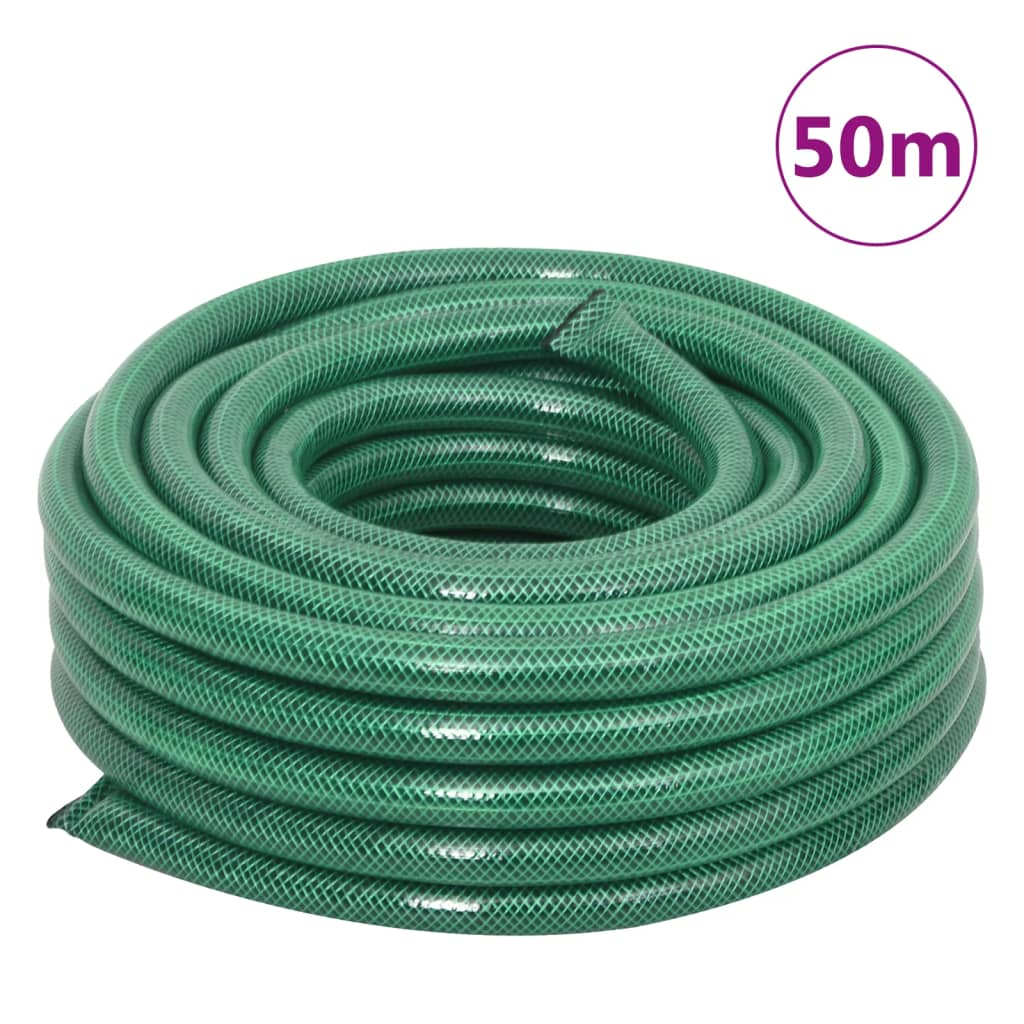 Durable vidaXL Garden Hose with Fitting Set - 50m Green, 0.75" Diameter, Long-lasting PVC Construction - BEYRUN