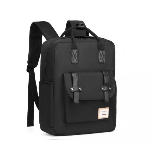 Kono Casual Daypack Lightweight Backpack - Water Resistant & Versatile Design, Full Black - BEYRUN