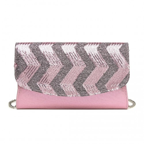 Miss Lulu Gorgeous Sequins Evening Clutch Bag - Pink | Detachable Chain Shoulder Bag | Elegant Party Accessory - BEYRUN