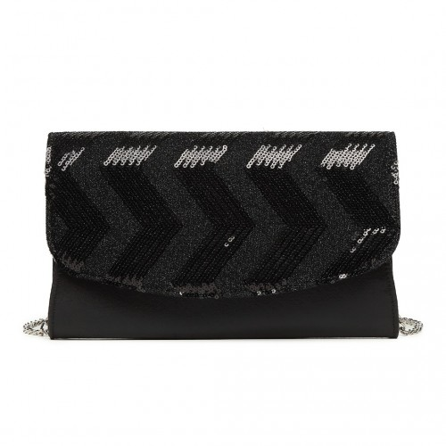 Elegant Miss Lulu Sequins Evening Clutch Bag - Black | Versatile Chain Shoulder Bag - BEYRUN