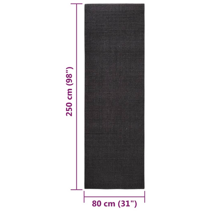 vidaXL Black Sisal Rug for Cat Scratching Post - Durable & Non-slip - 80x250 cm | Perfect Cat Mat - BEYRUN