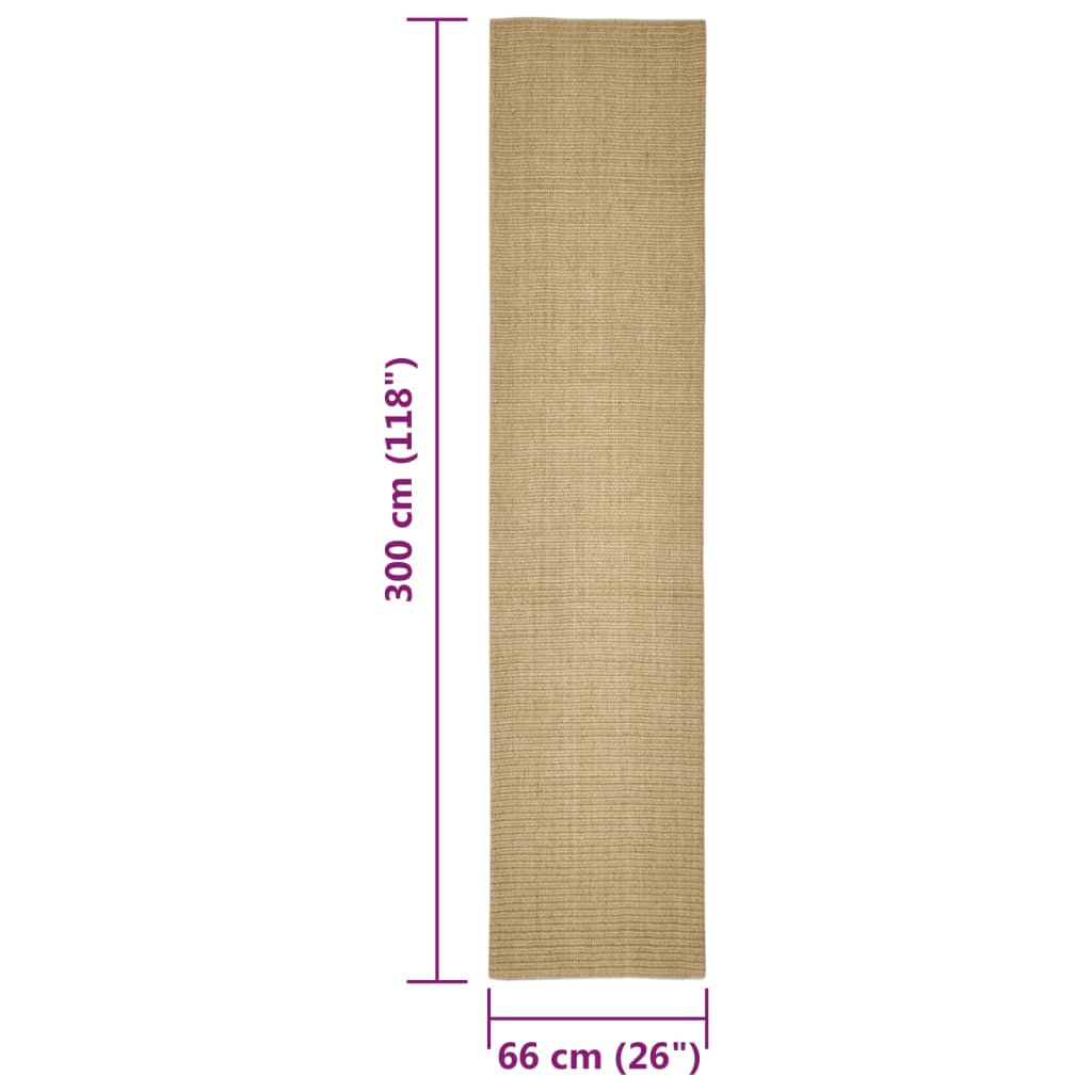 Durable vidaXL Sisal Rug for Cat Scratching Post | 66x300 cm | Non-Slip Backing | Easy Maintenance - BEYRUN