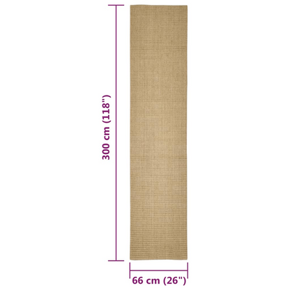 Durable vidaXL Sisal Rug for Cat Scratching Post | 66x300 cm | Non-Slip Backing | Easy Maintenance - BEYRUN