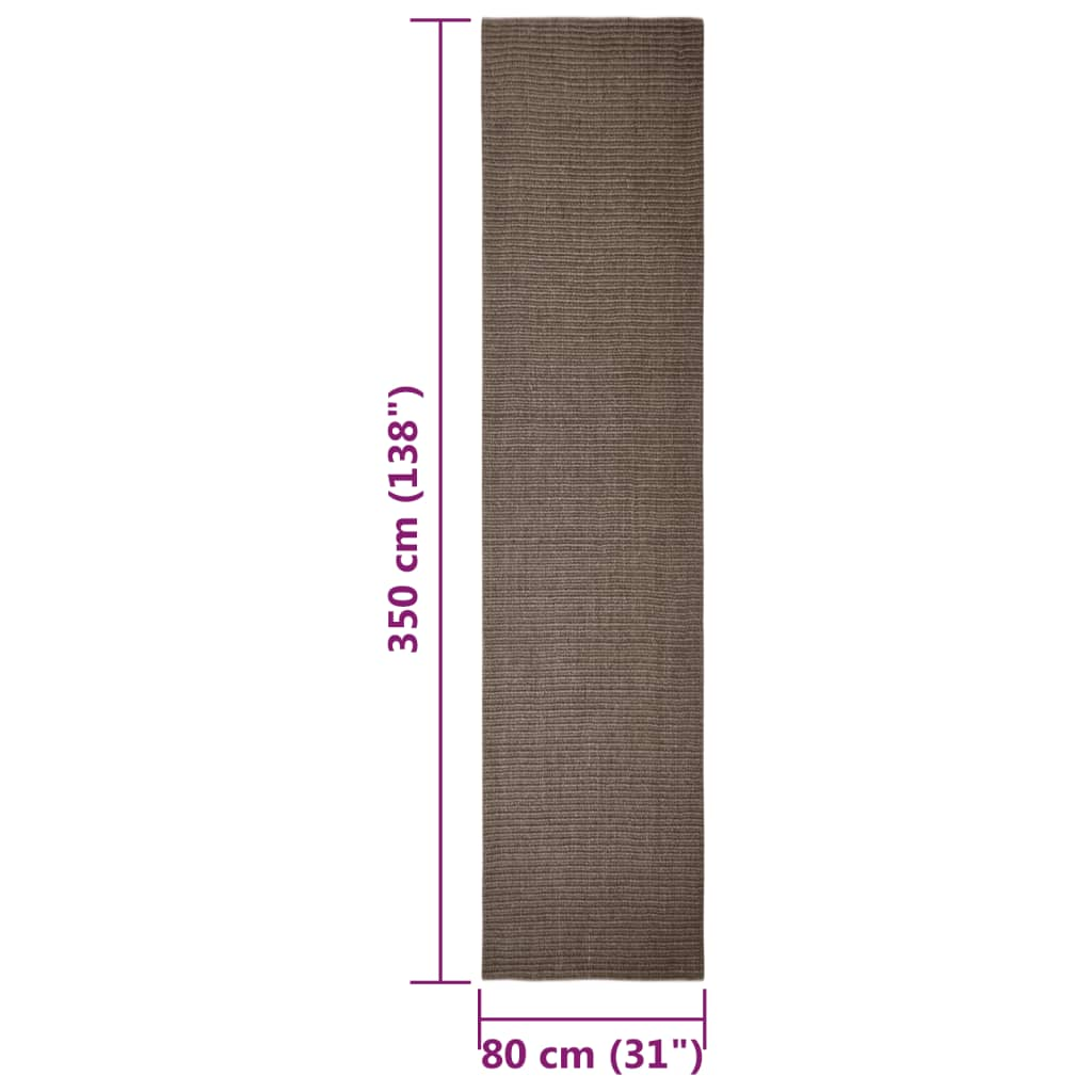 vidaXL Durable Brown Sisal Cat Scratching Rug - 80x350 cm | Anti-slip | Eco-Friendly - BEYRUN