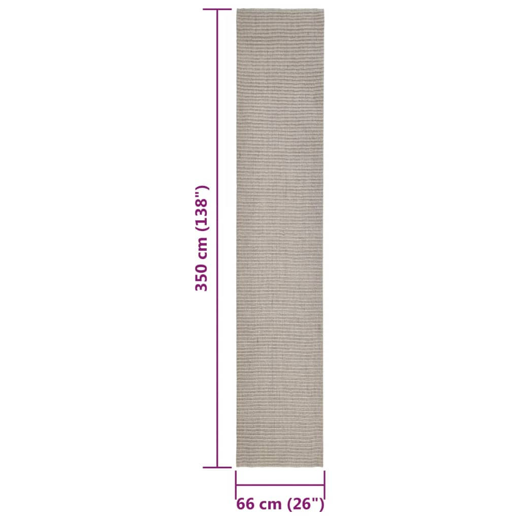 vidaXL Sisal Rug for Scratching Post - Durable Cat Scratch Mat, Anti-Slip, 66x350 cm, Sand Color - BEYRUN