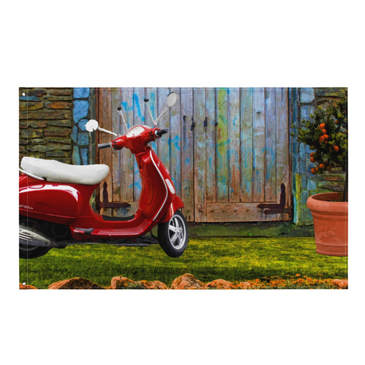 Vintage Vespa Flag Tapestry Wall Hanging - Durable Polyester, Multi-Functional, Stunning Design - BEYRUN