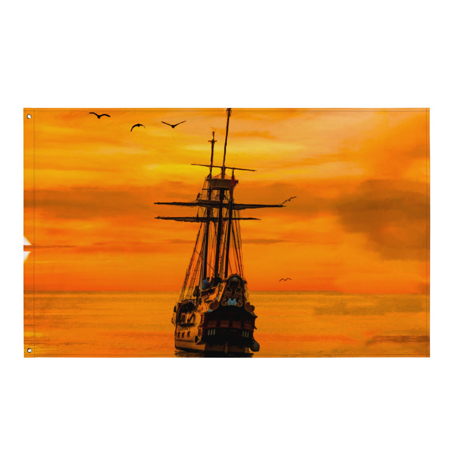 Ship Sunrise Flag Tapestry Wall Hanging - Versatile & Durable Decor for Any Room - BEYRUN