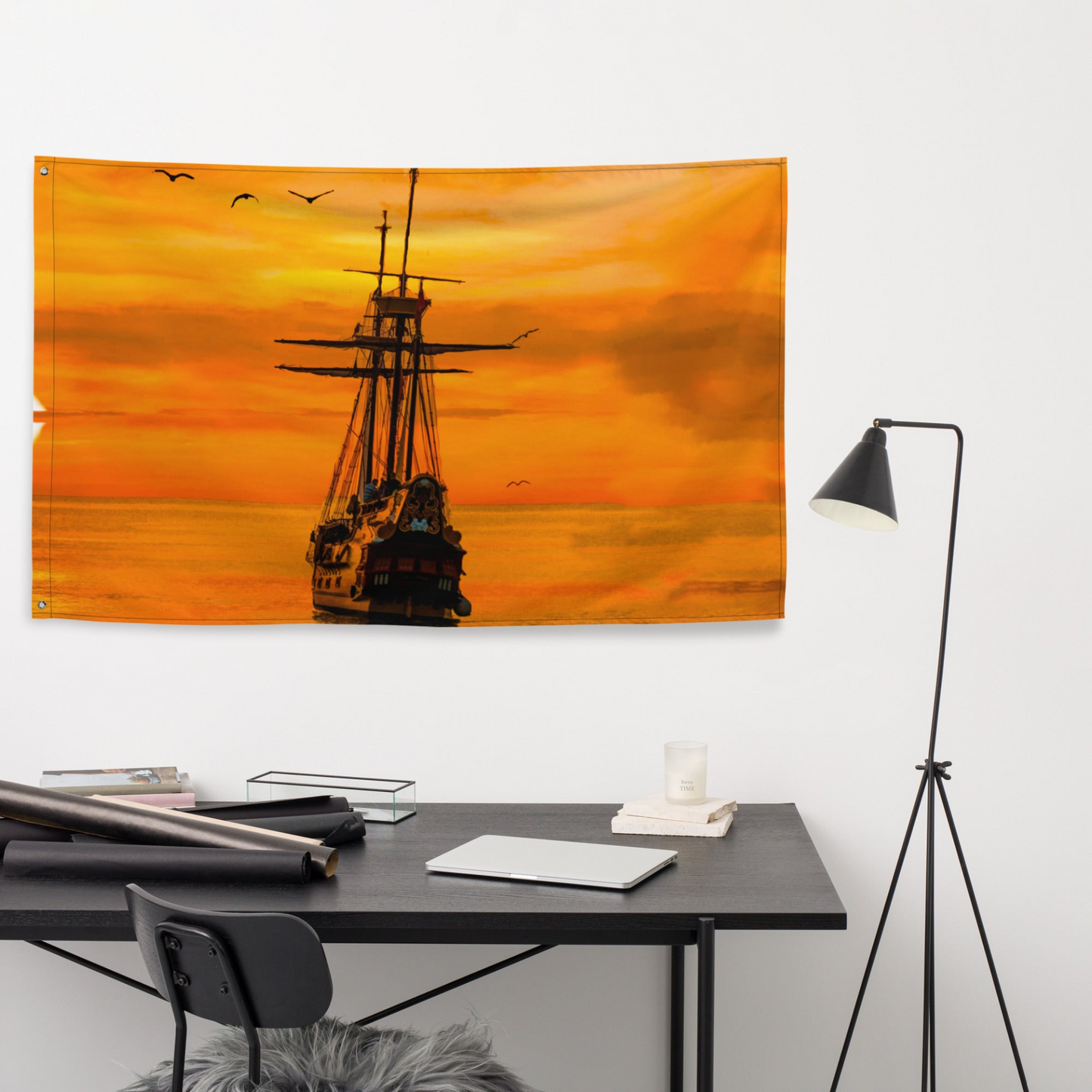 Ship Sunrise Flag Tapestry Wall Hanging - Versatile & Durable Decor for Any Room - BEYRUN