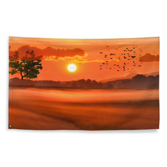 Sunset Birds Flag Tapestry Wall Hanging - Versatile & Durable Home Decor - BEYRUN