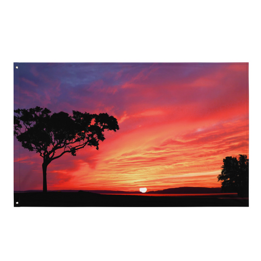 Tree and Sunset Flag Tapestry Wall Hanging – Versatile, Durable & Stunning Artwork - BEYRUN