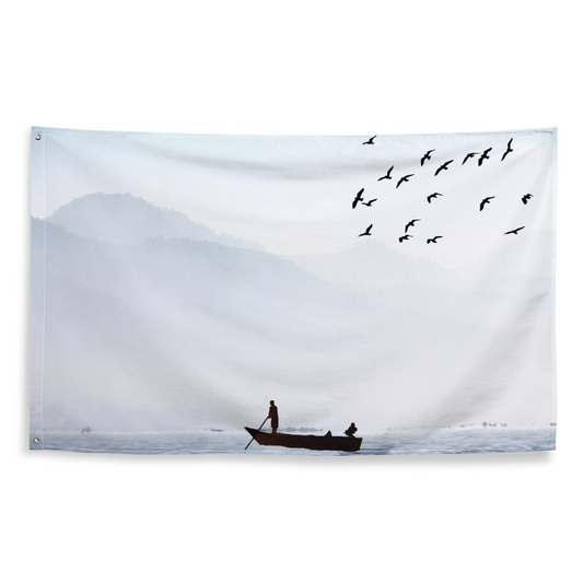 Bird Sea Boat Lake Flag Tapestry Wall Hanging - Elegant Home Decor for Every Room - BEYRUN