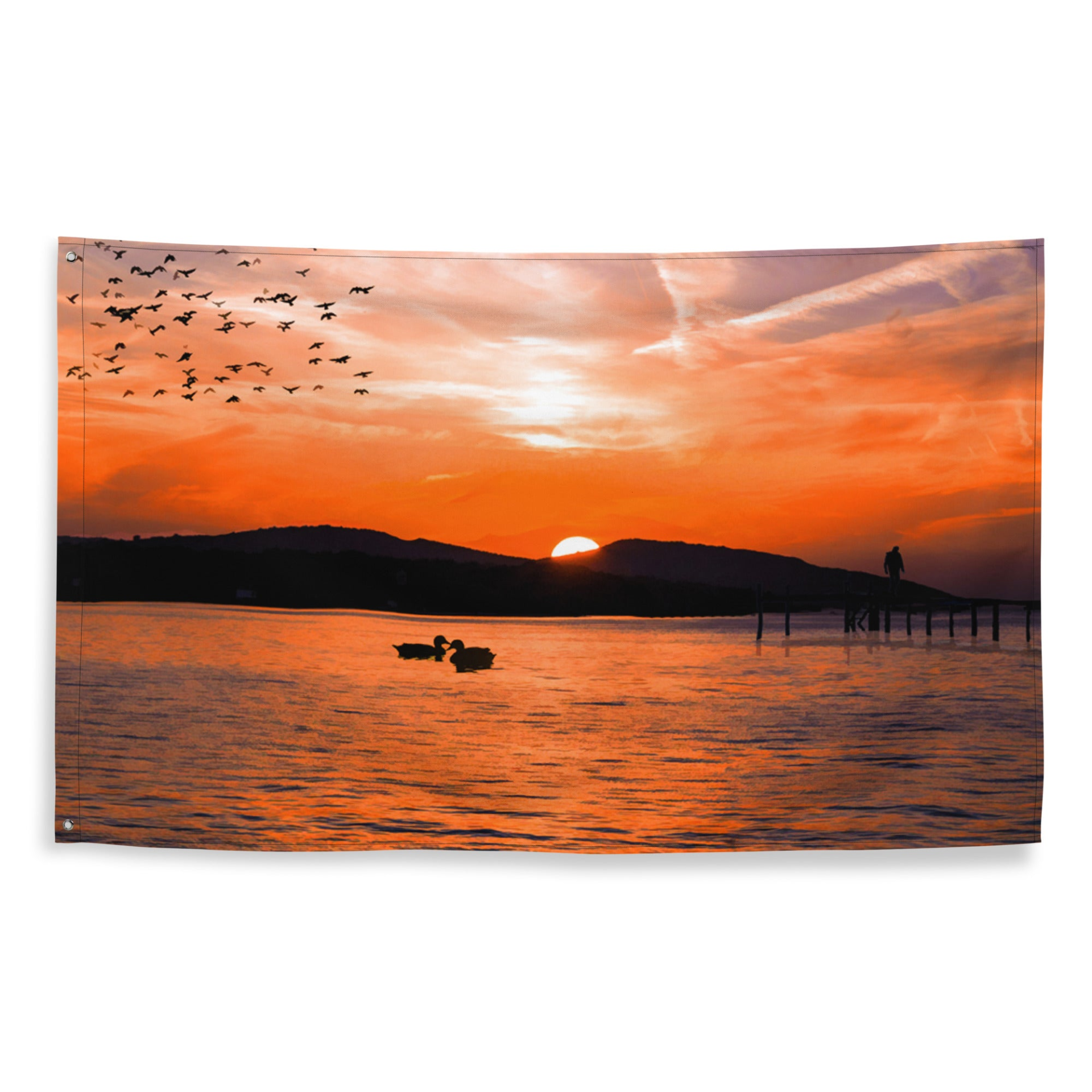 Love Birds Duck Flag Tapestry Wall Hanging - Elegant Versatile Décor for Your Space - BEYRUN