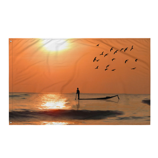 Fisherman in Sea Flag Tapestry Wall Hanging - Durable Polyester, Versatile Decor for Any Room - BEYRUN