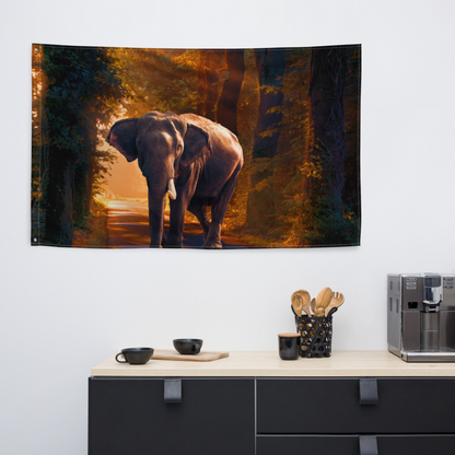 Elephant Flag Tapestry Wall Hanging | Durable Polyester | Versatile Decor for Any Room - BEYRUN