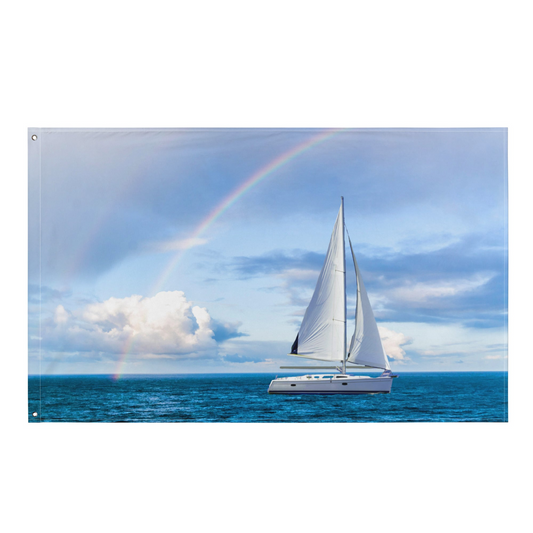 Rainbow Sailing Ship Flag - Durable Polyester, Multi-Use Home Decor - BEYRUN