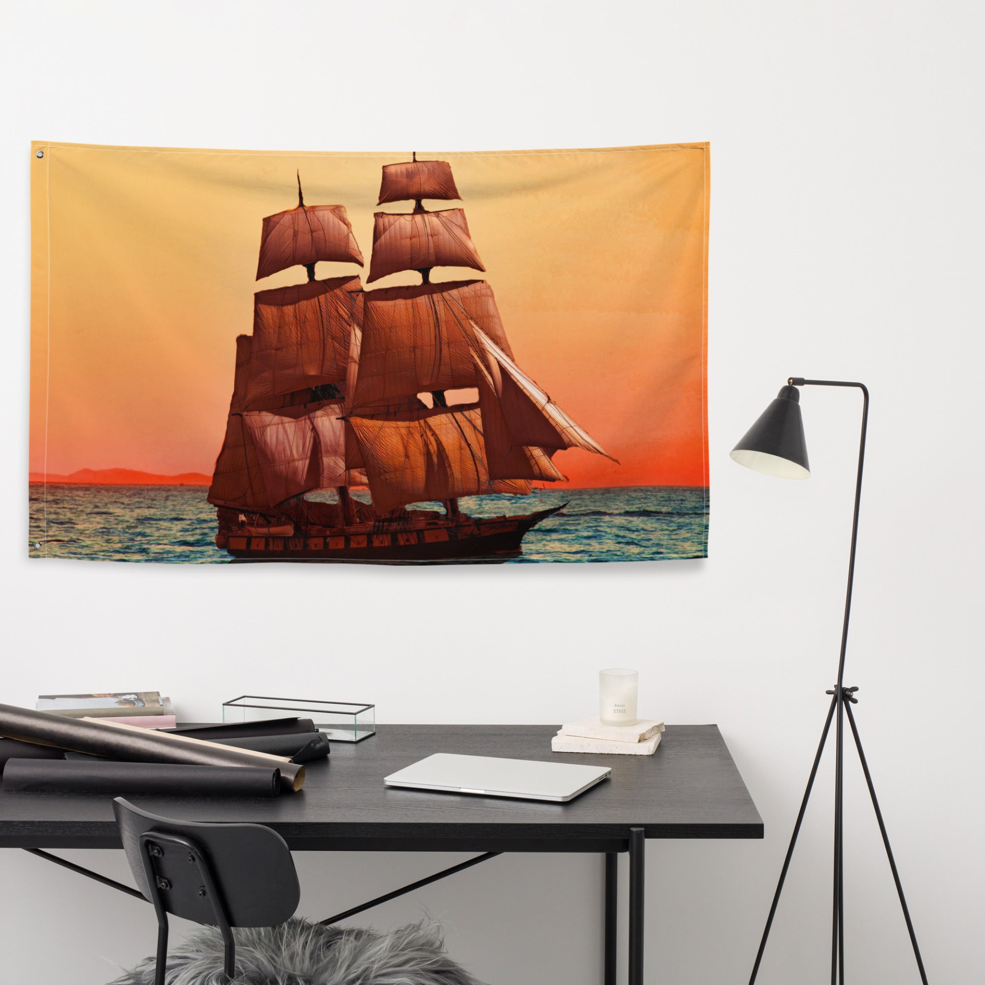 Sailing Ship Flag - Durable Polyester, Multi-Use Tapestry & Wall Hanging - BEYRUN