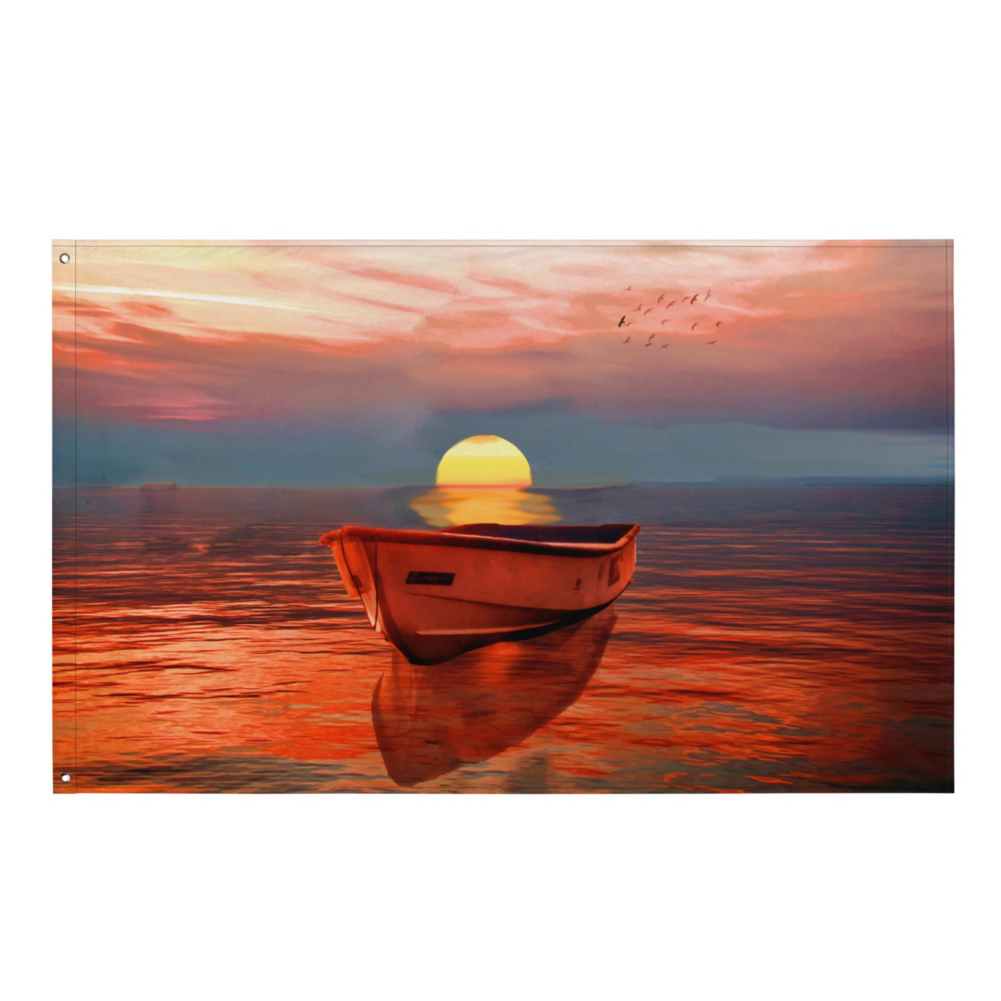 Sailing Ship Sunrise Flag - Elegant Polyester Tapestry & Wall Hanging Decor - BEYRUN