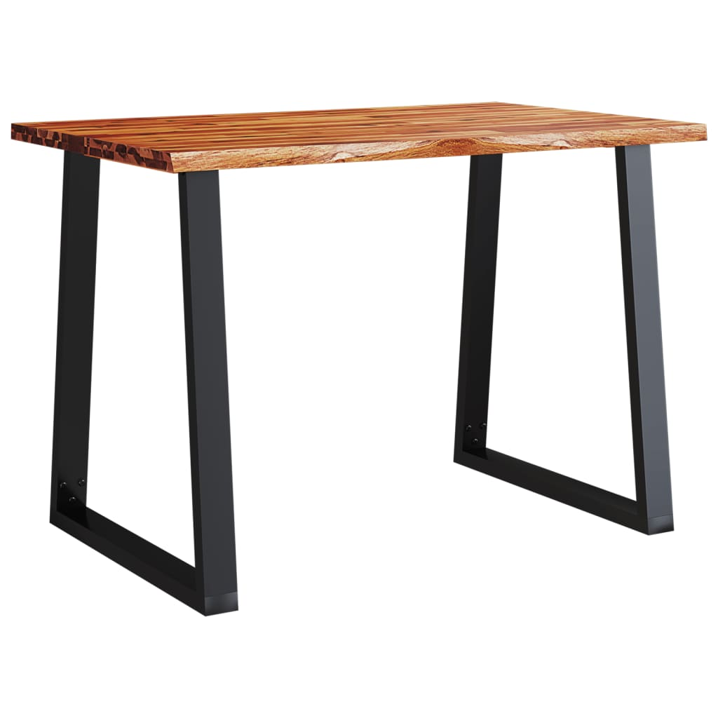 vidaXL Solid Acacia Wood Dining Table with Live Edge and U-Shaped Steel Legs - 110x70x75 cm - BEYRUN