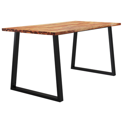 vidaXL Solid Acacia Wood Dining Table with Live Edge - Durable & Stylish U-Shaped Steel Legs - 160x80x75 cm - BEYRUN