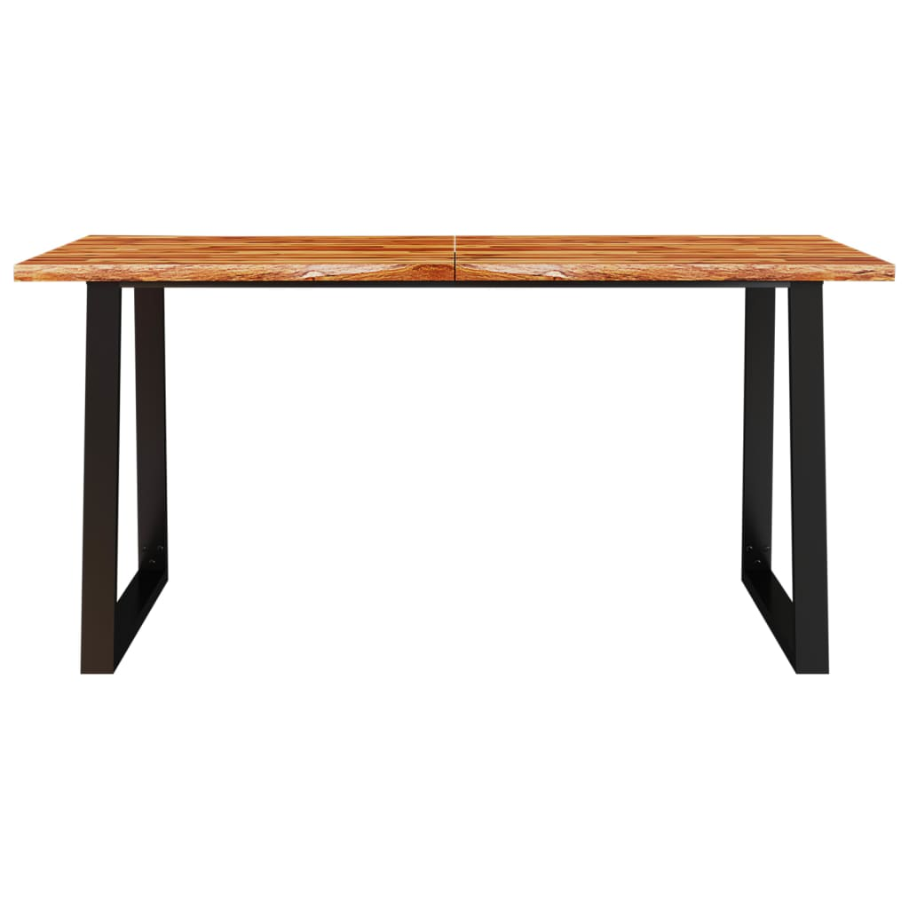 vidaXL Solid Acacia Wood Dining Table with Live Edge - Durable & Stylish U-Shaped Steel Legs - 160x80x75 cm - BEYRUN