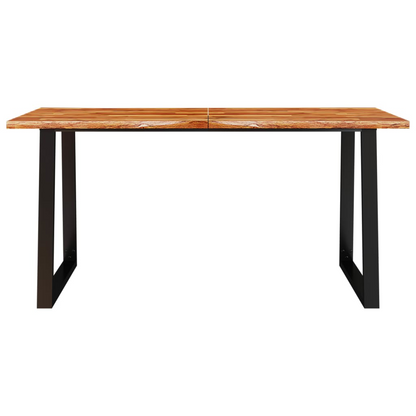 vidaXL Solid Acacia Wood Dining Table with Live Edge - Durable & Stylish U-Shaped Steel Legs - 160x80x75 cm - BEYRUN