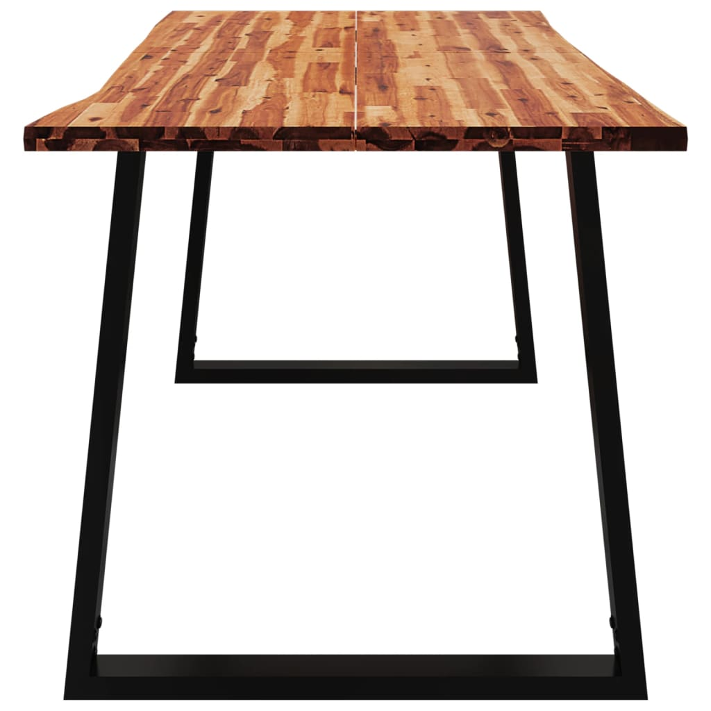 vidaXL Solid Acacia Wood Dining Table with Live Edge - Durable & Stylish U-Shaped Steel Legs - 160x80x75 cm - BEYRUN