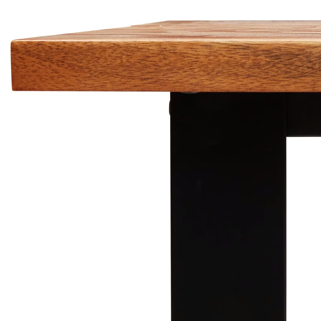 vidaXL Solid Acacia Wood Dining Table with Live Edge - Durable & Stylish U-Shaped Steel Legs - 160x80x75 cm - BEYRUN