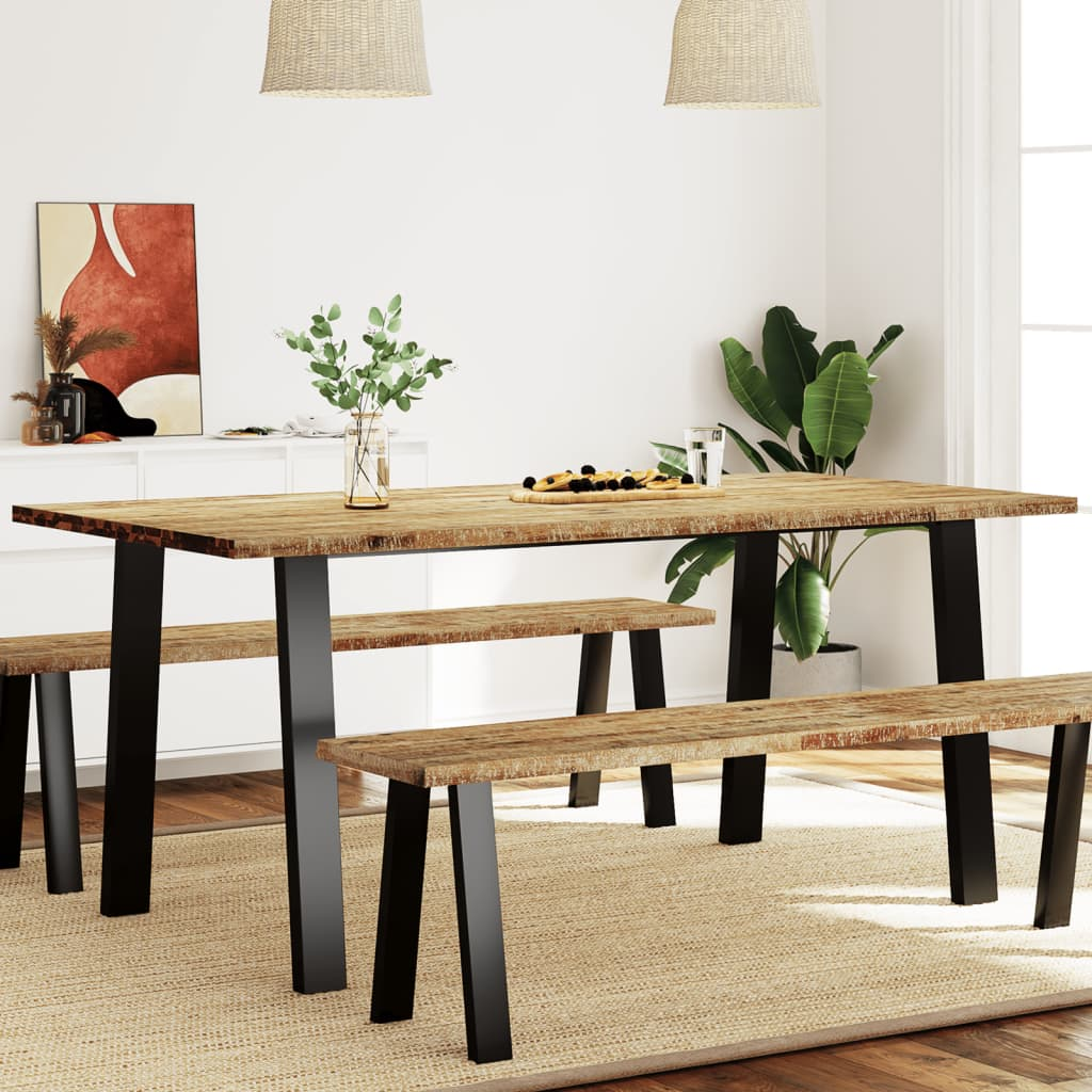 vidaXL Dining Table 150x90x75 cm | Solid Acacia Wood | Industrial Style | Perfect for Dining Room or Kitchen - BEYRUN