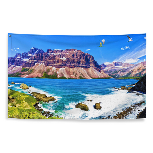 Mountain Beach Painting Flag - Enhance Your Home Décor with Serenity and Beauty - BEYRUN