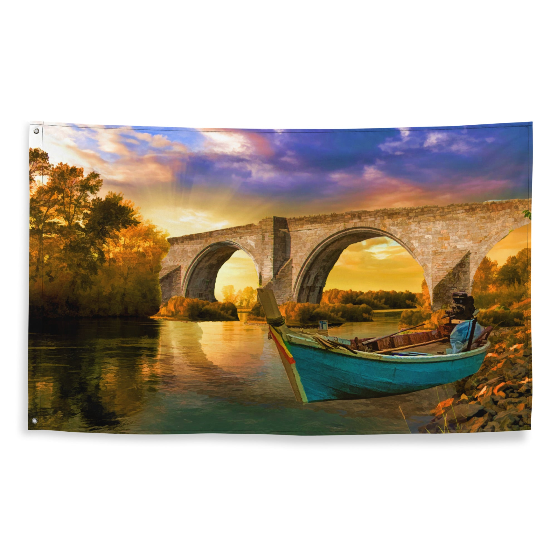 Vintage Boat Bridge Painting Flag - Unique Wall Decor for Your Home | Charming Art for Nautical Enthusiasts - BEYRUN