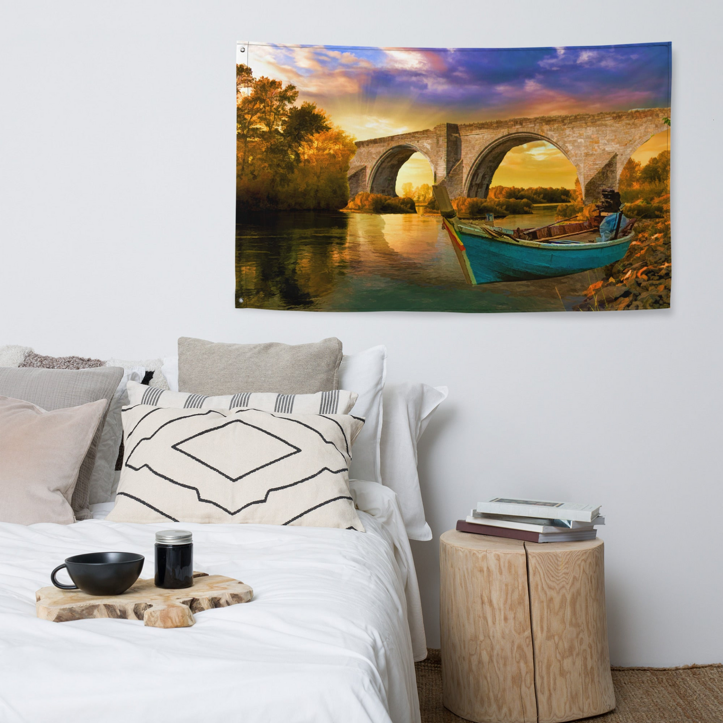 Vintage Boat Bridge Painting Flag - Unique Wall Decor for Your Home | Charming Art for Nautical Enthusiasts - BEYRUN