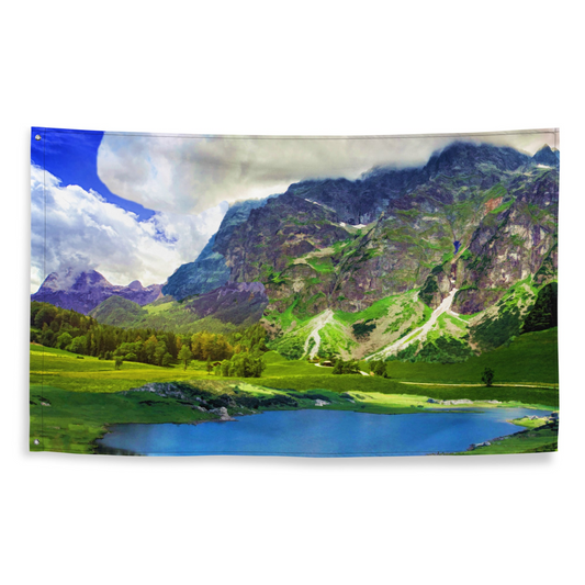 Mountain Lake Painting Flag - Add a Touch of Serenity to Your Space - BEYRUN